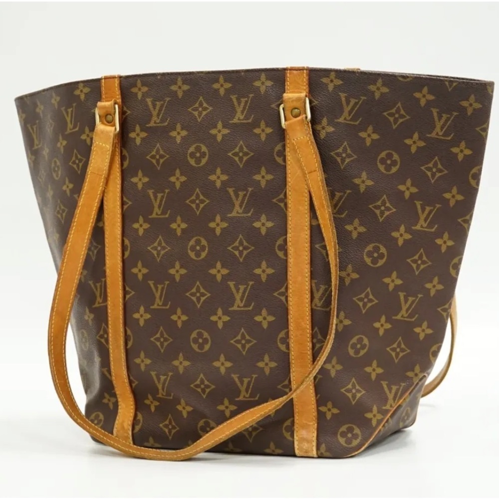 Louis Vuitton Sac Shopping Monogram Canvas Shoulder Tote Bag Purse Brown